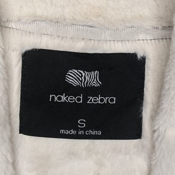 Faux Fur and Suede Vest Naked Zebra Gray White Winter Boho Apres Ski Small - Picture 4 of 5